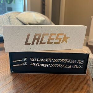 Golden Goose Leopard Print Laces, size 110